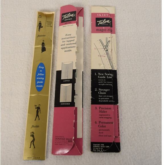 Lot of 3 Vintage Metal Zippers 14" Brown Coats & Clark 9" Blue 7" Green Talon - Picture 2 of 2